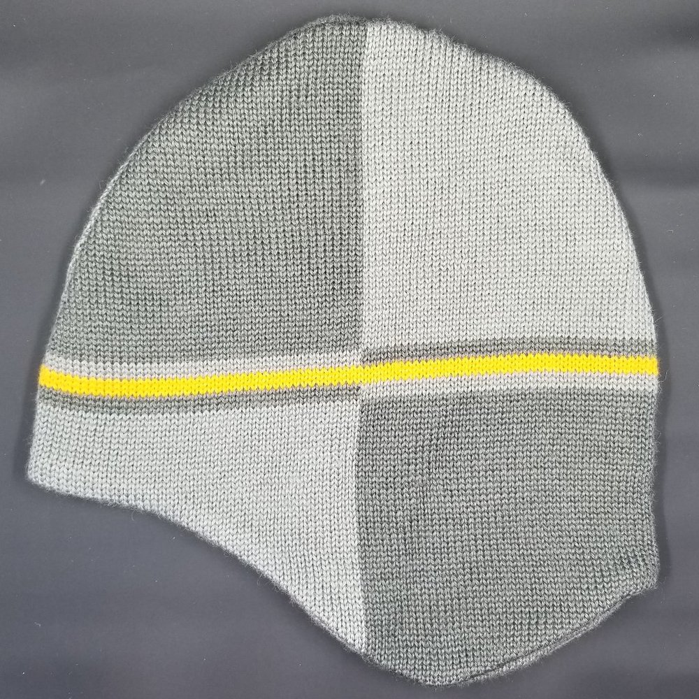 Old Navy Winter Ear Flap Beanie Colorblock Gray Yellow One Size - Picture 1 of 9